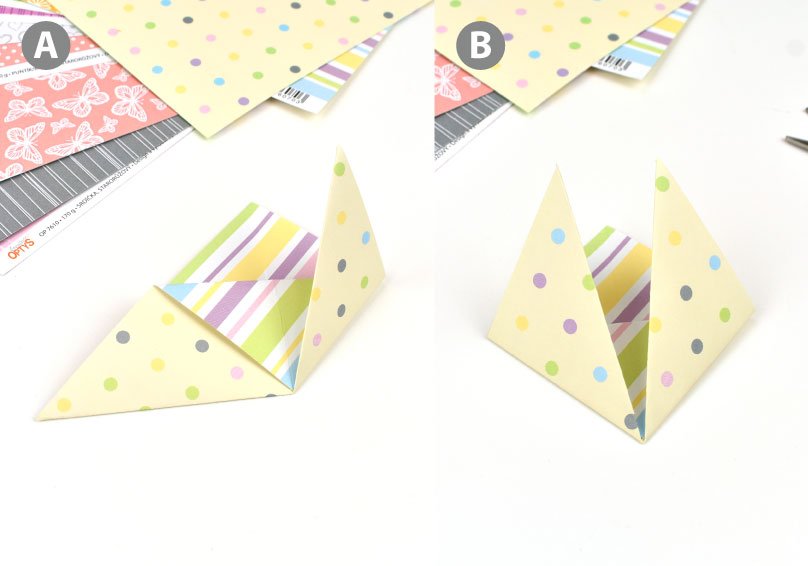 Překládání rohů papíru, tvoření kapsy, origami záložka do knihy