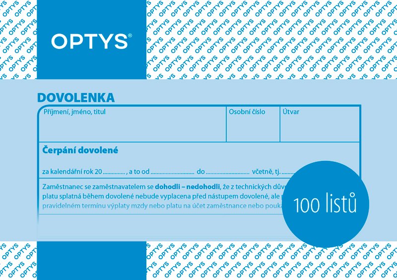 Optys Dovolenka A6, 100 listů