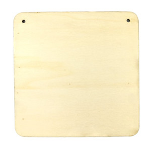 Dřevěný výřez destička, 2 otvory, 16,5 x 16,5 cm