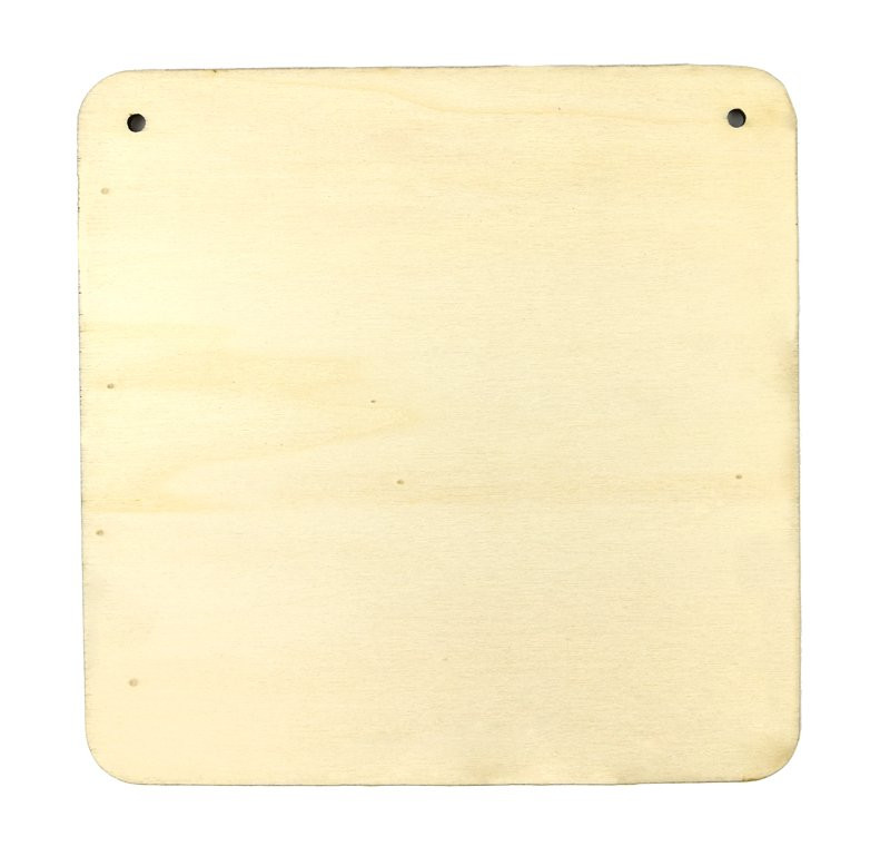 Dřevěný výřez destička, 2 otvory, 16,5 x 16,5 cm
