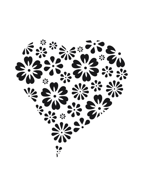 Šablona Květinové srdce, 20 x 30 cm, plast