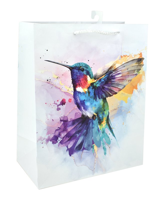  Taška dárková papírová, kolibřík, 26 x 31,5 x 14 cm