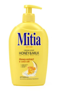 Tekuté mýdlo Mitia, honey &amp;amp;amp;amp; milk, s dávkovačem, 500 ml