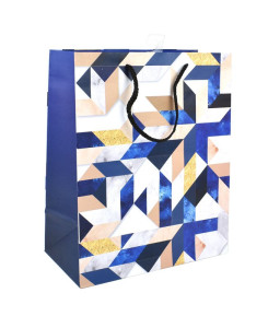 Taška dárková papírová, modrý motiv, 26 x 31,5 x 14 cm