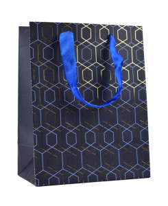 Taška dárková papírová, modrý motiv, 18 x 23 x 10 cm