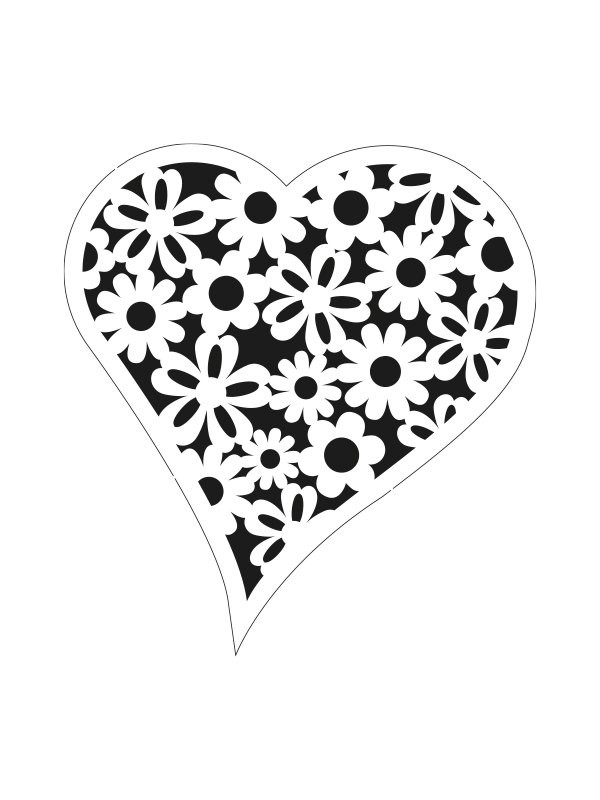 Šablona Květinové srdce 2, 20 x 30 cm, plast