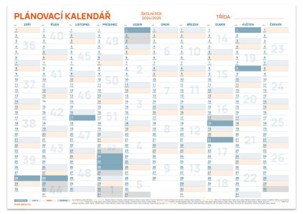 Školní plánovací kalendář, A3, nástěnný