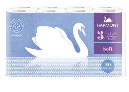 Harmony Soft toaletní papír, 3 - vrstvý recykl, 3x16 rolí