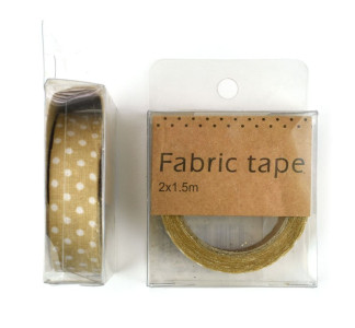 Lepicí páska, textil, přírodní s puntíky, 1,5 cm, 2 m
