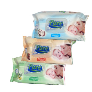 Vlhčené ubrousky pure premium s klipem, 64 ks