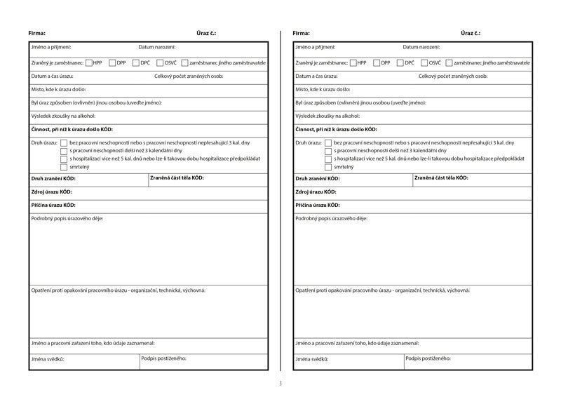 Optys Kniha úrazů A4